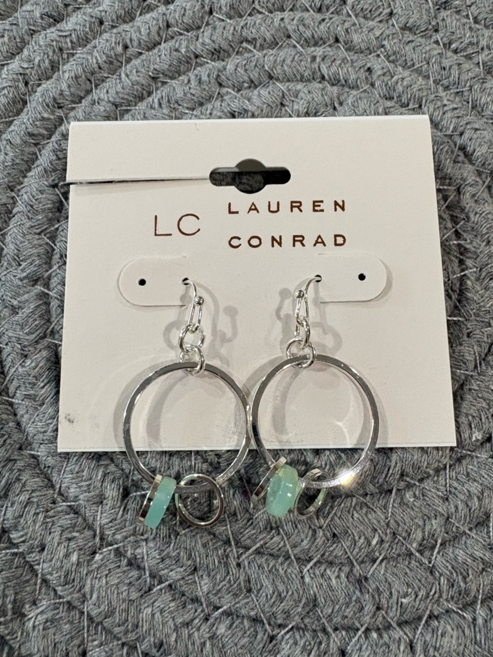 Kohl's LC Lauren Conrad Silver Hoop Earrings with Mint Beads